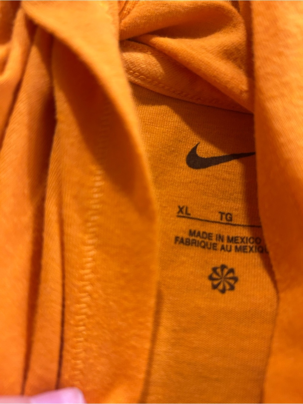 Nike Orange Long-Sleeve Hooded Tee with White 'T' and Swoosh - Picture 2 of 2